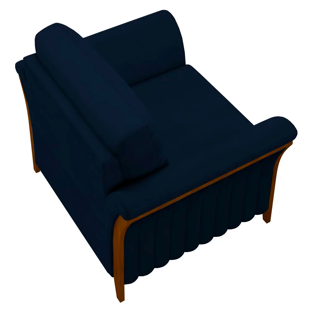 Kit 2 Poltronas Decorativas Pés em Madeira Market Veludo Azul Marinho G45 - Gran Belo