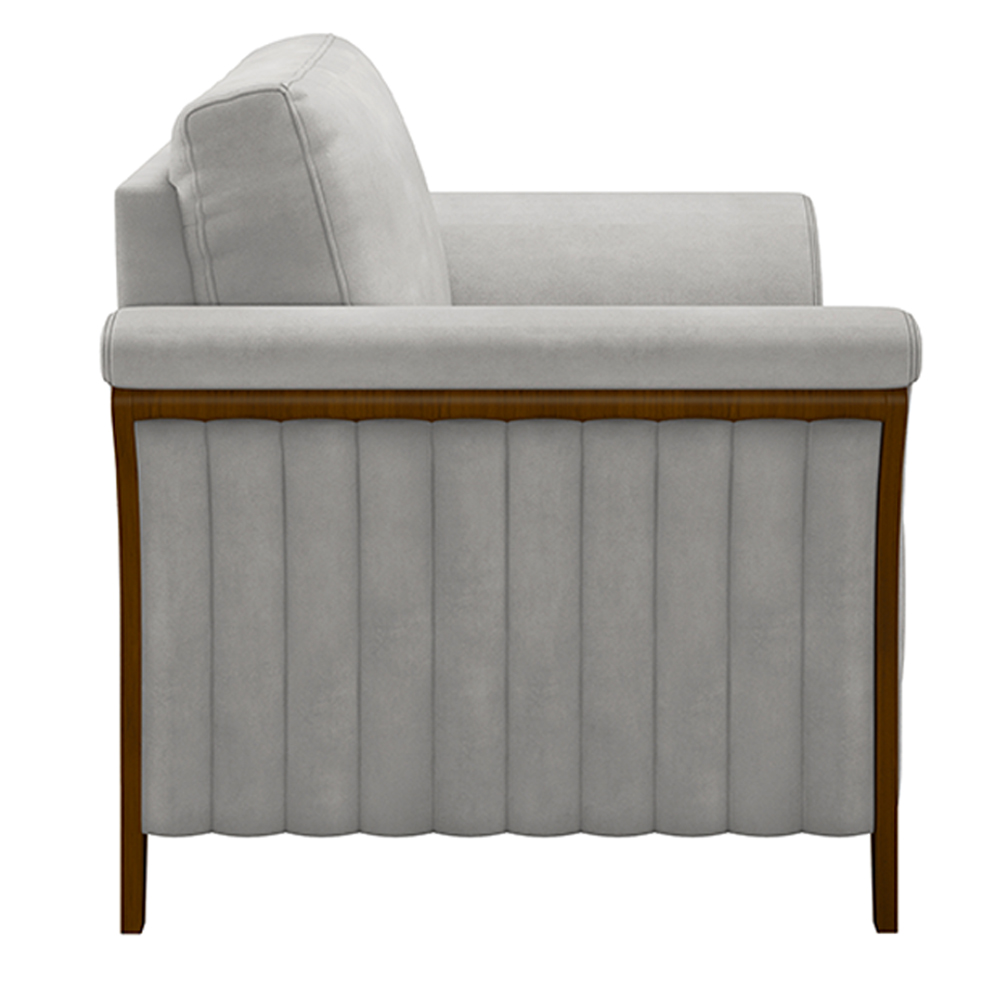 Kit 2 Poltronas Decorativas Pés em Madeira Market Veludo Cinza G45 - Gran Belo