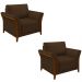 Kit 2 Poltronas Decorativas Pés em Madeira Market Veludo Marrom G45 - Gran Belo