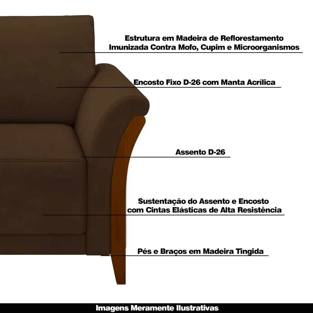 Kit 2 Poltronas Decorativas Pés em Madeira Market Veludo Marrom G45 - Gran Belo