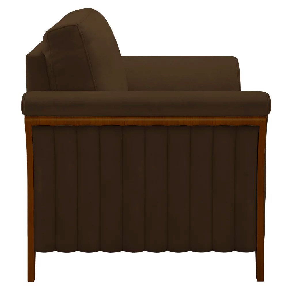 Kit 2 Poltronas Decorativas Pés em Madeira Market Veludo Marrom G45 - Gran Belo