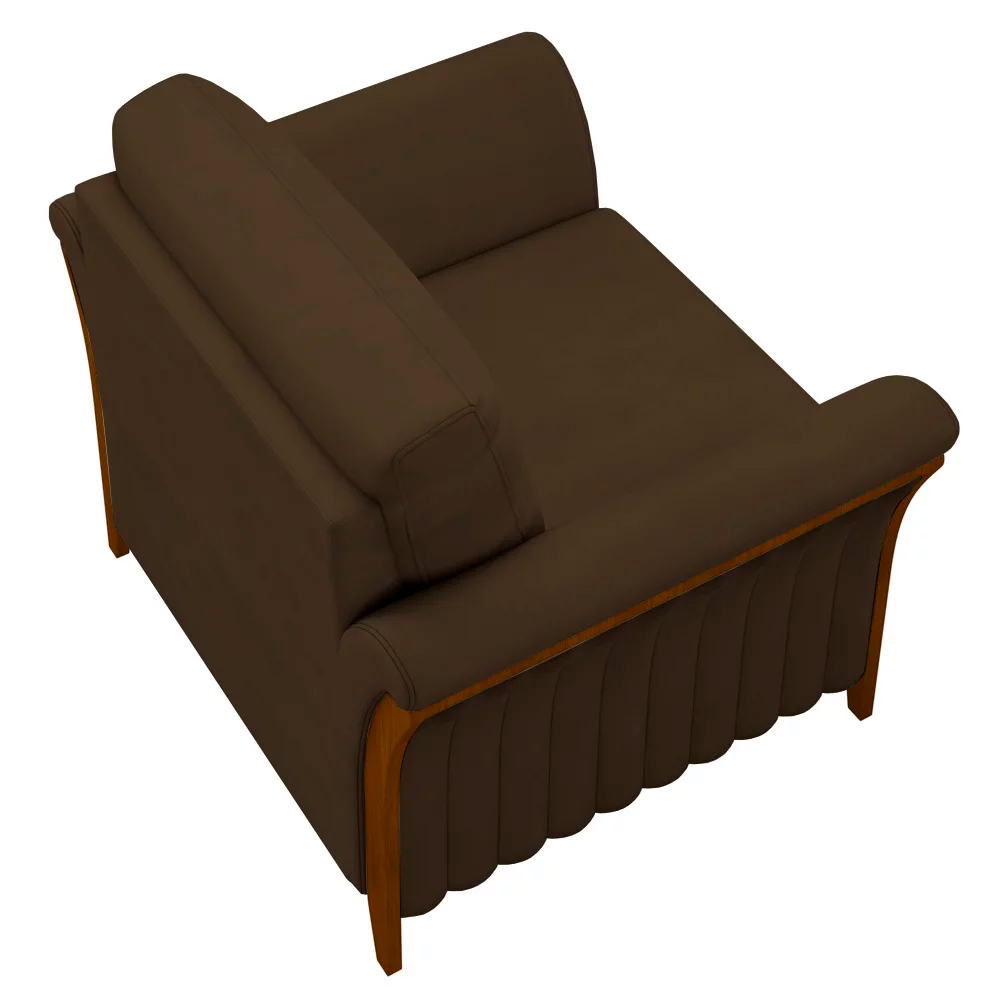Kit 2 Poltronas Decorativas Pés em Madeira Market Veludo Marrom G45 - Gran Belo
