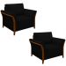 Kit 2 Poltronas Decorativas Pés em Madeira Market Veludo Preto G45 - Gran Belo