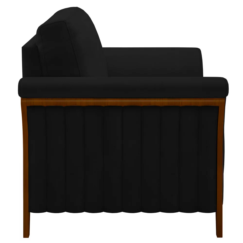 Kit 2 Poltronas Decorativas Pés em Madeira Market Veludo Preto G45 - Gran Belo