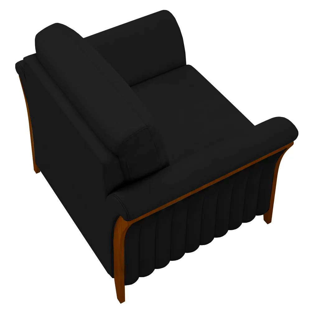 Kit 2 Poltronas Decorativas Pés em Madeira Market Veludo Preto G45 - Gran Belo