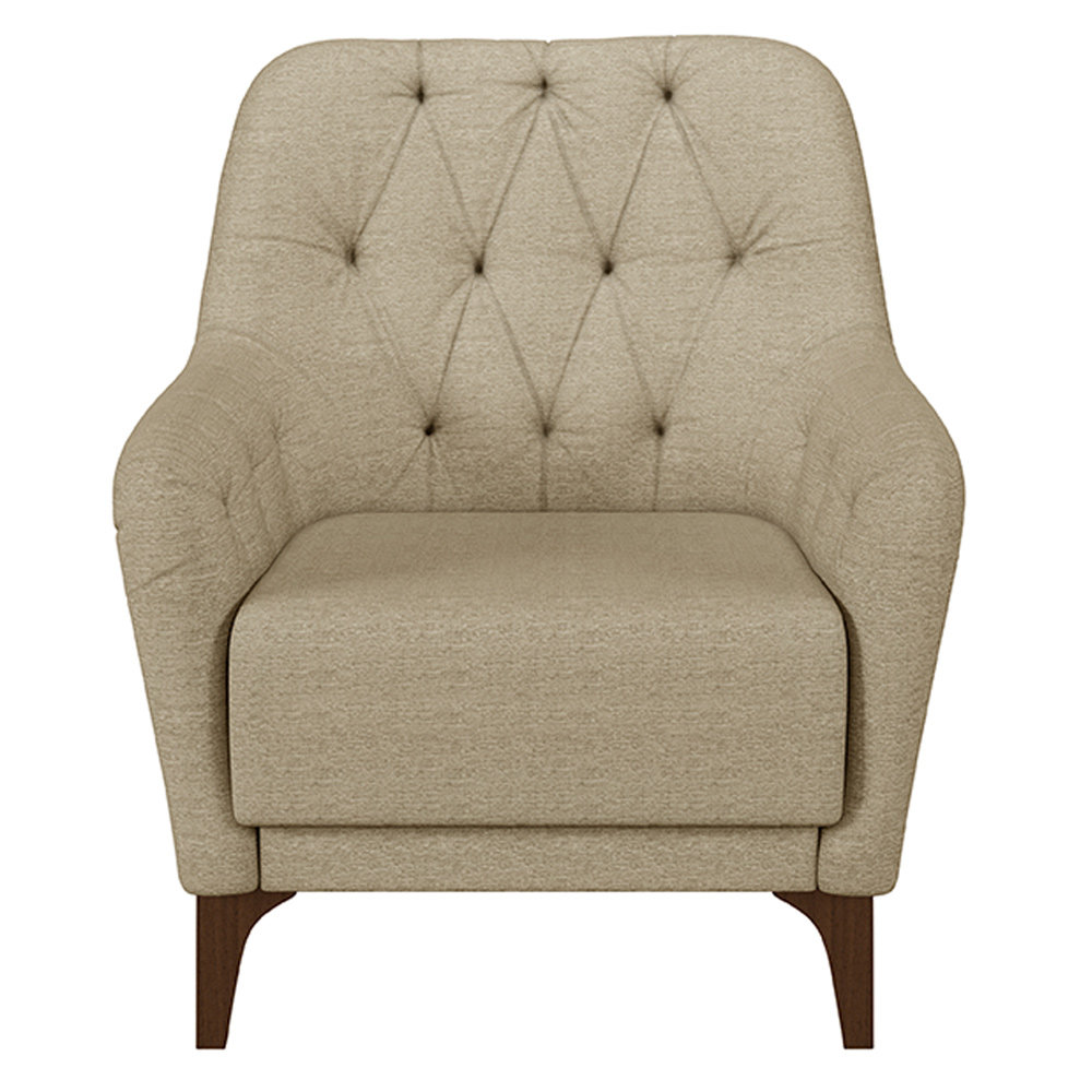 Kit 2 Poltronas Decorativas Pés em Madeira Petra Linho Bege G45 - Gran Belo