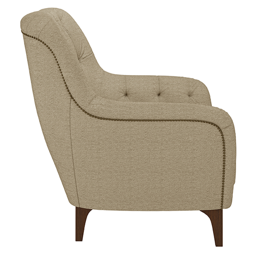 Kit 2 Poltronas Decorativas Pés em Madeira Petra Linho Bege G45 - Gran Belo