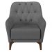 Kit 2 Poltronas Decorativas Pés em Madeira Petra Linho Chumbo G45 - Gran Belo