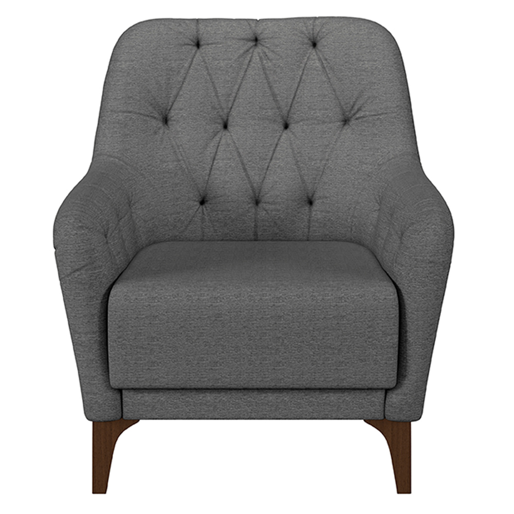 Kit 2 Poltronas Decorativas Pés em Madeira Petra Linho Chumbo G45 - Gran Belo