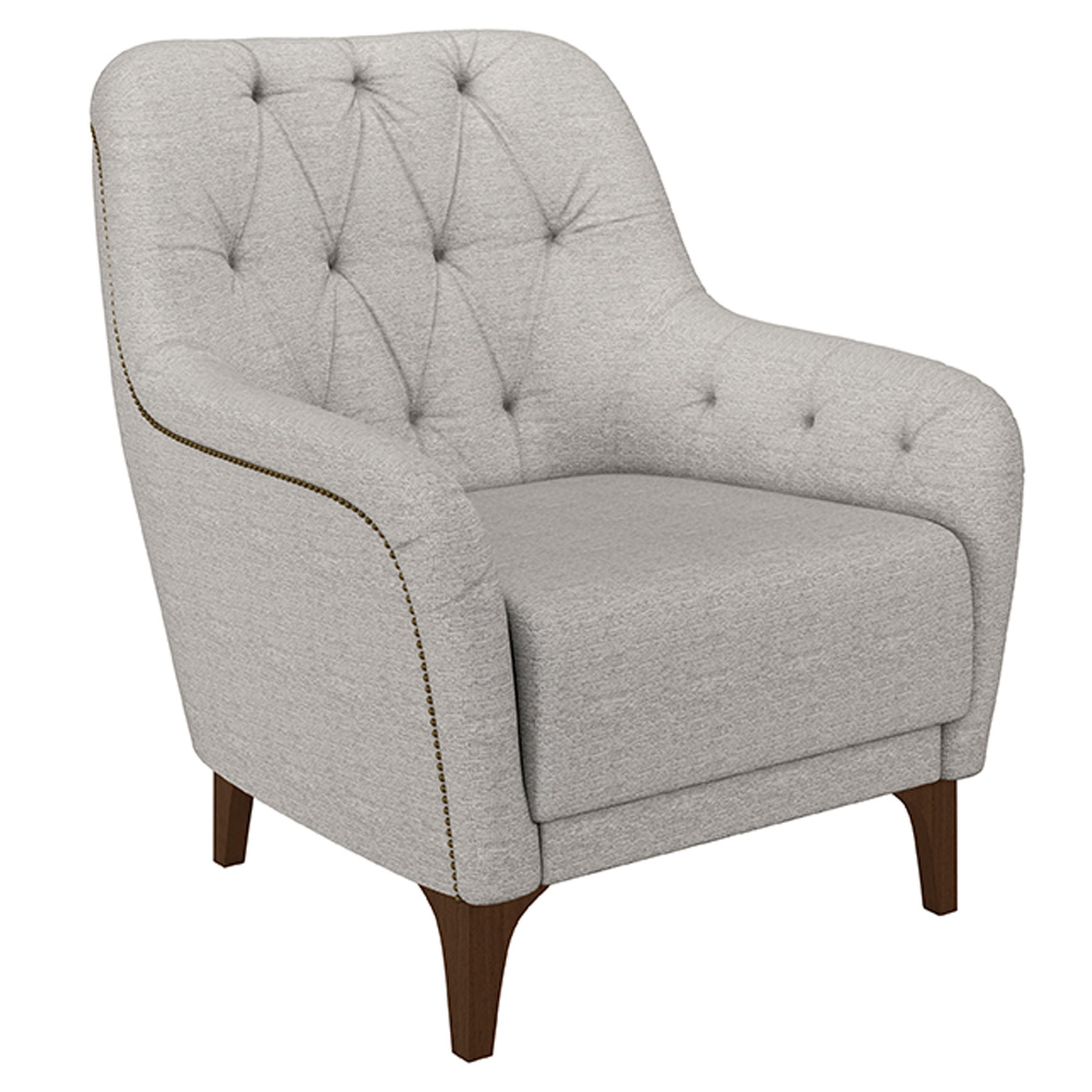 Kit 2 Poltronas Decorativas Pés em Madeira Petra Linho Cinza G45 - Gran Belo