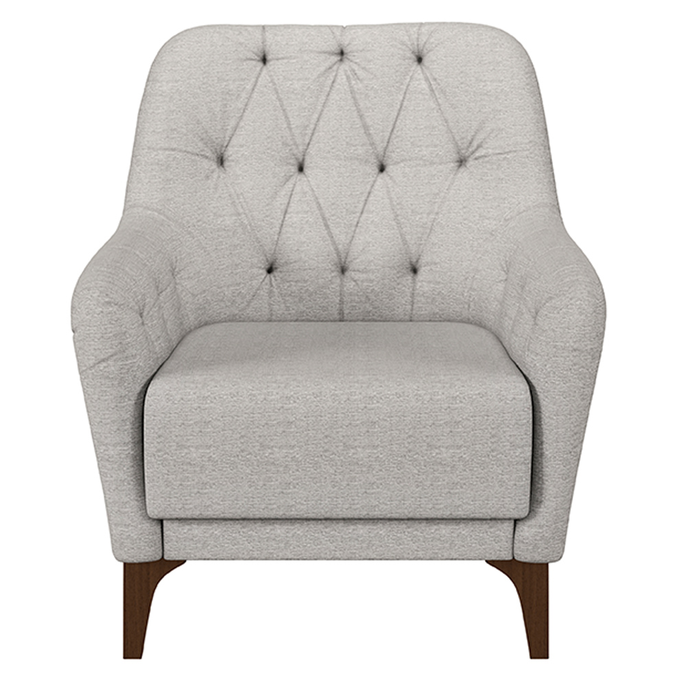 Kit 2 Poltronas Decorativas Pés em Madeira Petra Linho Cinza G45 - Gran Belo