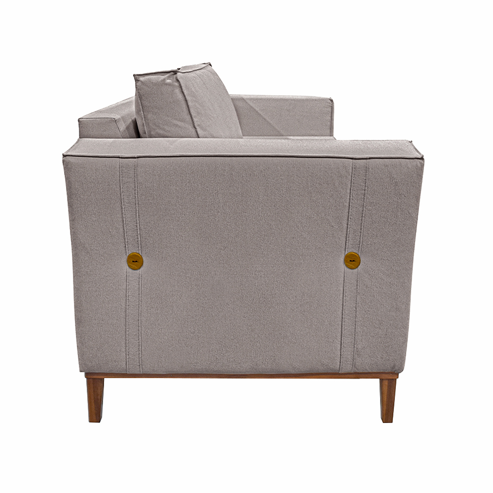 Kit 2 Poltronas Decorativas Pés em Madeira Tarantino Linho Areia Rústico G63 - Gran Belo