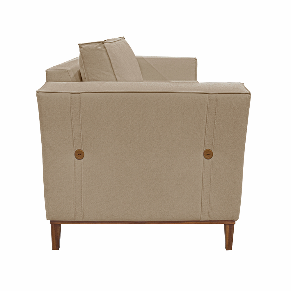 Kit 2 Poltronas Decorativas Pés em Madeira Tarantino Linho Bege G63 - Gran Belo