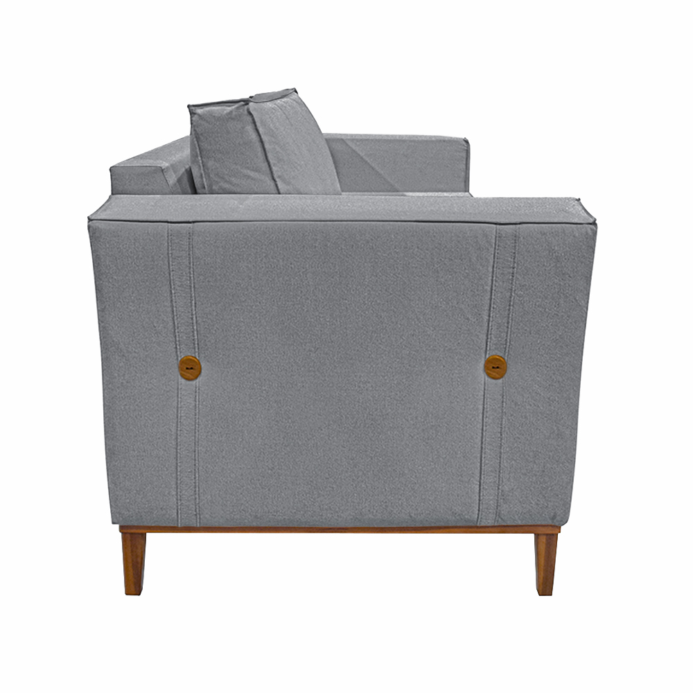 Kit 2 Poltronas Decorativas Pés em Madeira Tarantino Linho Cinza G63 - Gran Belo