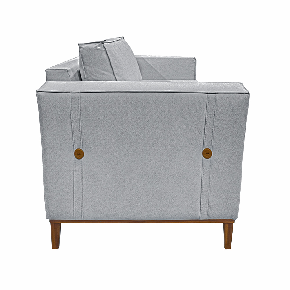 Kit 2 Poltronas Decorativas Pés em Madeira Tarantino Linho Cinza Rustico G63 - Gran Belo