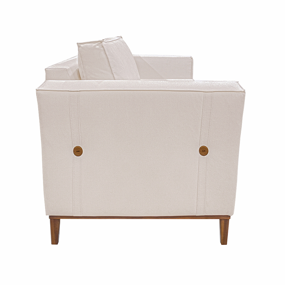 Kit 2 Poltronas Decorativas Pés em Madeira Tarantino Linho Pérola G63 - Gran Belo