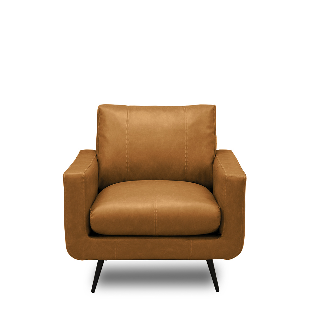 Kit 2 Poltronas Decorativas Paloma Sala de Estar Pés em Aço Couro Caramelo Manchado G88 - Gran Belo