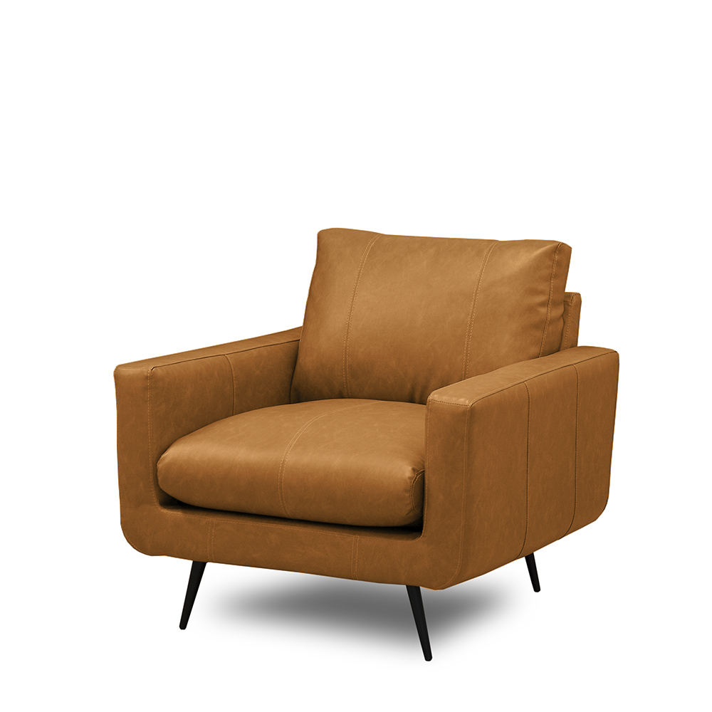 Kit 2 Poltronas Decorativas Paloma Sala de Estar Pés em Aço Couro Caramelo Manchado G88 - Gran Belo