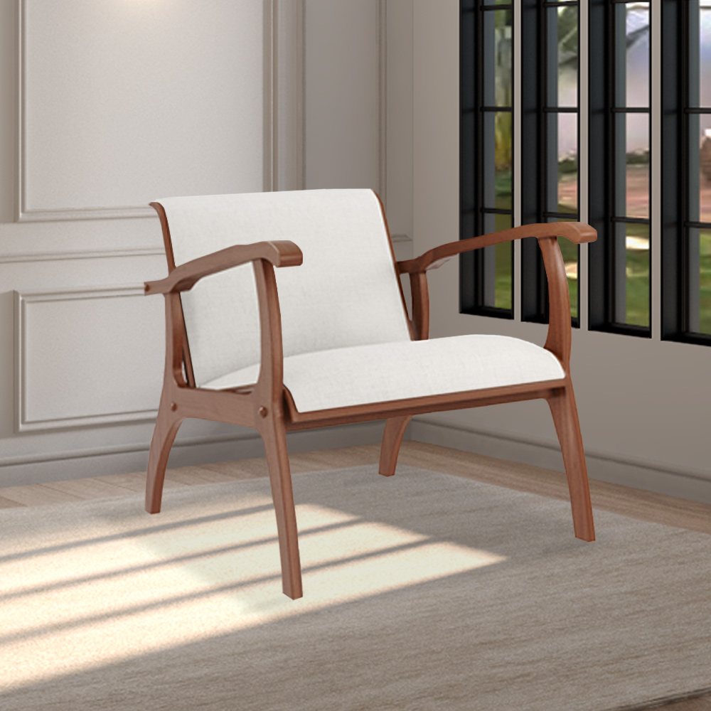 Kit 2 Poltronas Decorativas Pedri Linho Off White/Imbuia G42 - Gran Belo