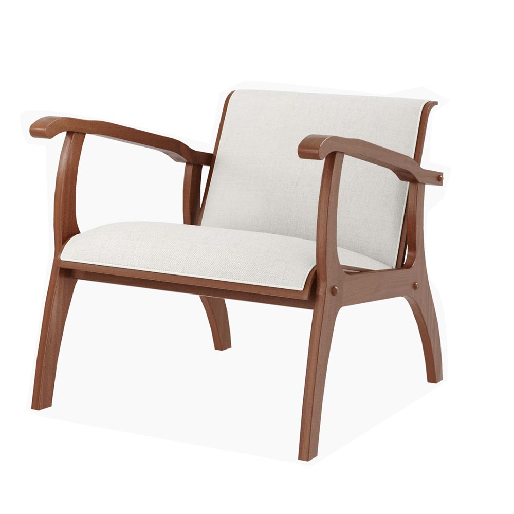 Kit 2 Poltronas Decorativas Pedri Linho Off White/Imbuia G42 - Gran Belo