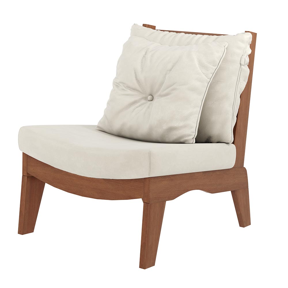 Kit 2 Poltronas Decorativas Sadie Linho Bege Claro/Imbuia G42 - Gran Belo