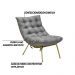 Kit 2 Poltronas Decorativas Sala de Estar Abel Base de Ferro Dourada Linho Cinza G41 - Gran Belo