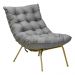 Kit 2 Poltronas Decorativas Sala de Estar Abel Base de Ferro Dourada Linho Cinza G41 - Gran Belo