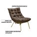 Kit 2 Poltronas Decorativas Sala de Estar Abel Base de Ferro Dourada Linho Marrom G41 - Gran Belo
