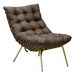 Kit 2 Poltronas Decorativas Sala de Estar Abel Base de Ferro Dourada Linho Marrom G41 - Gran Belo