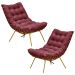 Kit 2 Poltronas Decorativas Sala de Estar Abel Base de Ferro Dourada Suede Bordô G41 - Gran Belo