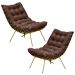Kit 2 Poltronas Decorativas Sala de Estar Abel Base de Ferro Dourada Suede Chocolate G41 - Gran Belo