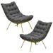 Kit 2 Poltronas Decorativas Sala de Estar Abel Base de Ferro Dourada Suede Cinza G41 - Gran Belo
