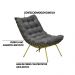 Kit 2 Poltronas Decorativas Sala de Estar Abel Base de Ferro Dourada Suede Cinza G41 - Gran Belo