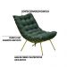 Kit 2 Poltronas Decorativas Sala de Estar Abel Base de Ferro Dourada Suede Verde G41 - Gran Belo