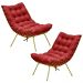 Kit 2 Poltronas Decorativas Sala de Estar Abel Base de Ferro Dourada Suede Vermelho G41 - Gran Belo
