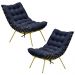 Kit 2 Poltronas Decorativas Sala de Estar Abel Base de Ferro Dourada Veludo Azul G41 - Gran Belo