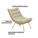 Kit 2 Poltronas Decorativas Sala de Estar Abel Base de Ferro Dourada Veludo Bege G41 - Gran Belo