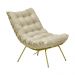 Kit 2 Poltronas Decorativas Sala de Estar Abel Base de Ferro Dourada Veludo Bege G41 - Gran Belo