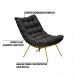 Kit 2 Poltronas Decorativas Sala de Estar Abel Base de Ferro Dourada Veludo Preto G41 - Gran Belo