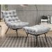 Kit 2 Poltronas Decorativas Sala de Estar Abel Base de Ferro Preto Linho Cinza G41 - Gran Belo