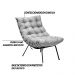 Kit 2 Poltronas Decorativas Sala de Estar Abel Base de Ferro Preto Linho Cinza G41 - Gran Belo