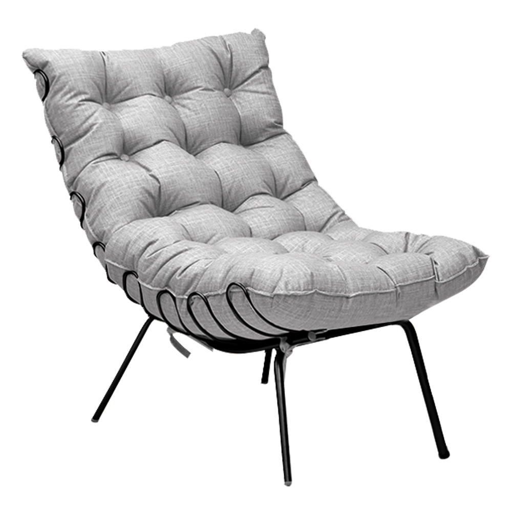 Kit 2 Poltronas Decorativas Sala de Estar Abel Base de Ferro Preto Linho Cinza G41 - Gran Belo