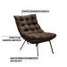 Kit 2 Poltronas Decorativas Sala de Estar Abel Base de Ferro Preto Linho Marrom G41 - Gran Belo