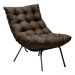Kit 2 Poltronas Decorativas Sala de Estar Abel Base de Ferro Preto Linho Marrom G41 - Gran Belo