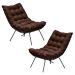 Kit 2 Poltronas Decorativas Sala de Estar Abel Base de Ferro Preto Suede Chocolate G41 - Gran Belo