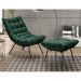 Kit 2 Poltronas Decorativas Sala de Estar Abel Base de Ferro Preto Suede Verde G41 - Gran Belo