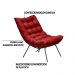 Kit 2 Poltronas Decorativas Sala de Estar Abel Base de Ferro Preto Suede Vermelho G41 - Gran Belo