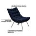 Kit 2 Poltronas Decorativas Sala de Estar Abel Base de Ferro Preto Veludo Azul G41 - Gran Belo