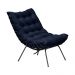 Kit 2 Poltronas Decorativas Sala de Estar Abel Base de Ferro Preto Veludo Azul G41 - Gran Belo