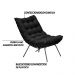 Kit 2 Poltronas Decorativas Sala de Estar Abel Base de Ferro Preto Veludo Preto G41 - Gran Belo